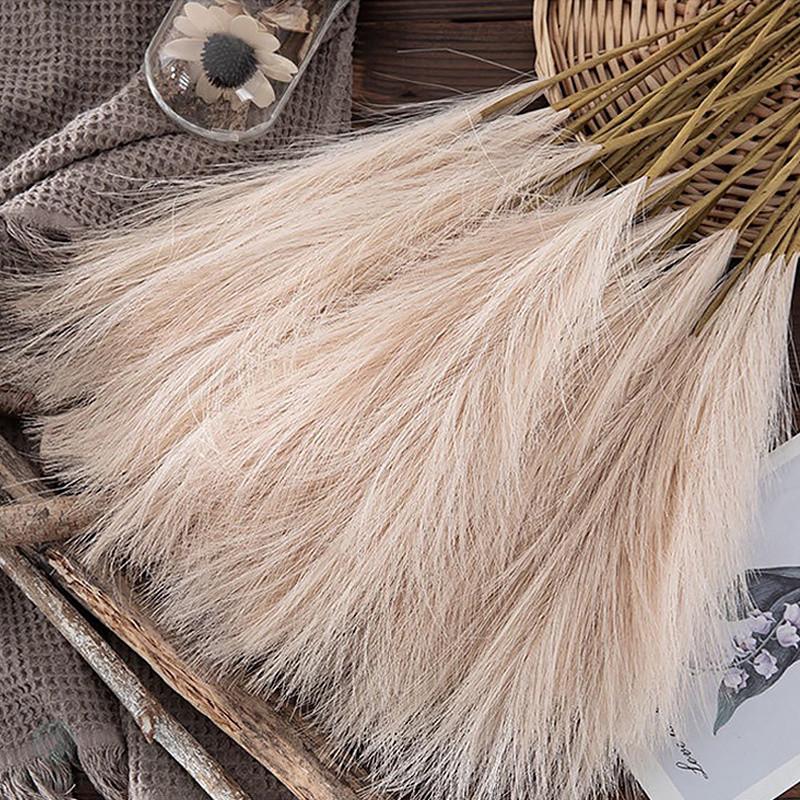 GeeParty 10Pcs Fluffy Pampas Grass Fake Reed Simulated Artificial Flower Boquet for Birthday Party Decoration