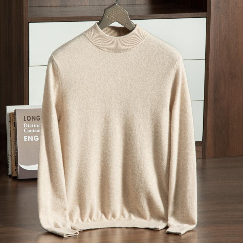 New Cashmere Sweater Men s Semi-turtleneck Pure Cashmere Sweater Men s Loose Bottoming Cashmere Knitted Sweater S