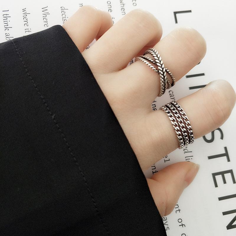 BFCLUB  Silver Color Rings Bijoux 2020 Simple Style Silver Color Multilayer Line Rings For Women Gifts Large Chains Rings