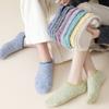 Autumn and Winter Coral Fleece Socks, Women's Shallow Mouth Thickened Warm Floor Socks, Half Fleece Boat Socks, Gel Solid Color Short Socks