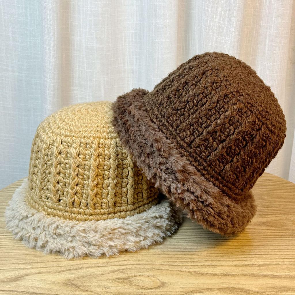 Autumn and Winter Versatile Face showing Small Knitted Fisherman Hat Without Makeup and Versatile Plush Edge Basin Hat Korean Version Trendy
