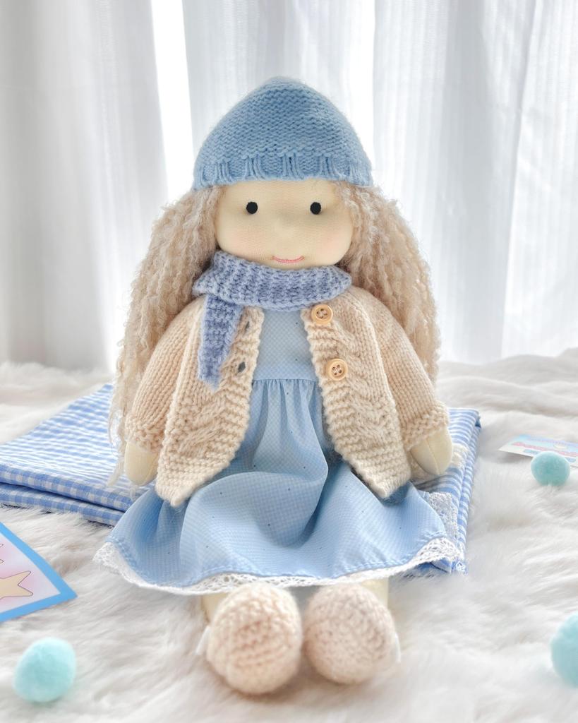 BlissfulPixie Waldorf Doll Handmade Doll Laura 30cm Soft Girl Cute Stuffed Animal Best Doll for Kids -