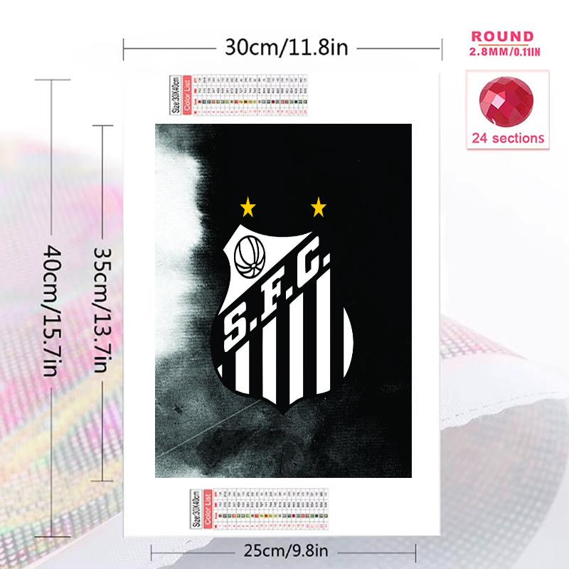 Santos FC Pattern 3pcs 100% Round Full Drill 5D DIY Diamond Painting Embroidery Cross Stitch Rhinestone Décor