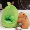32cm New Capybara Cute Cartoon Avocado Capybara Dolls Furry Plush Toys Family Room Decor for Girlfriends and Kids Birthday Gifts