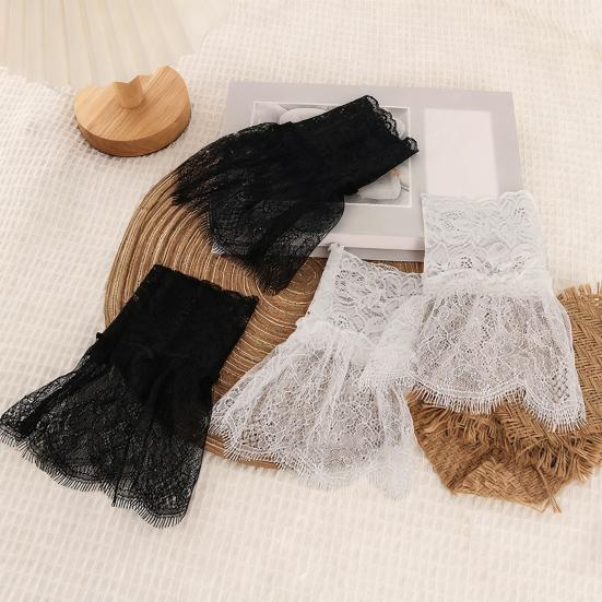 Ruffle Collar And Cuffs Clown Ruffle Collar White Black Lace Jabot Retro Victorian Collar for Cosplay Halloween Costume Party Accessory