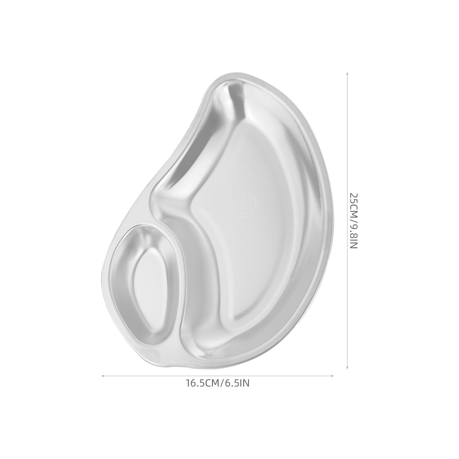 

Double Compartment Stainless Steel Plate Mango Shape Snack Dessert Serving Dish for Kitchen Restaurant Hotel Party Picnic срібний