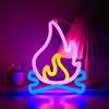 Flammenförmige Neonschilder mit Sockel, LED-Licht, stimmungsvolle Beleuchtung für die Wand, Nachtlampe für Geburtstage, Partys, E-Sport-Räume, Dekoration