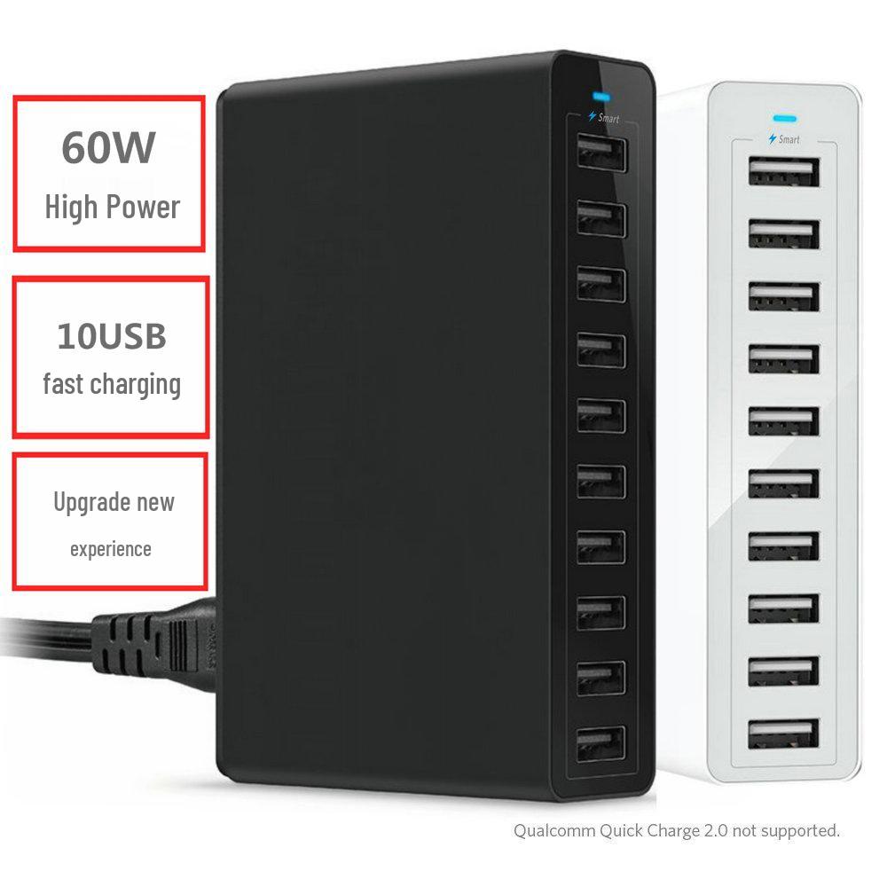 60W Multi-Port USB Charger 5V/12A - Fast Charging for Apple, Huawei, Xiaomi Devices