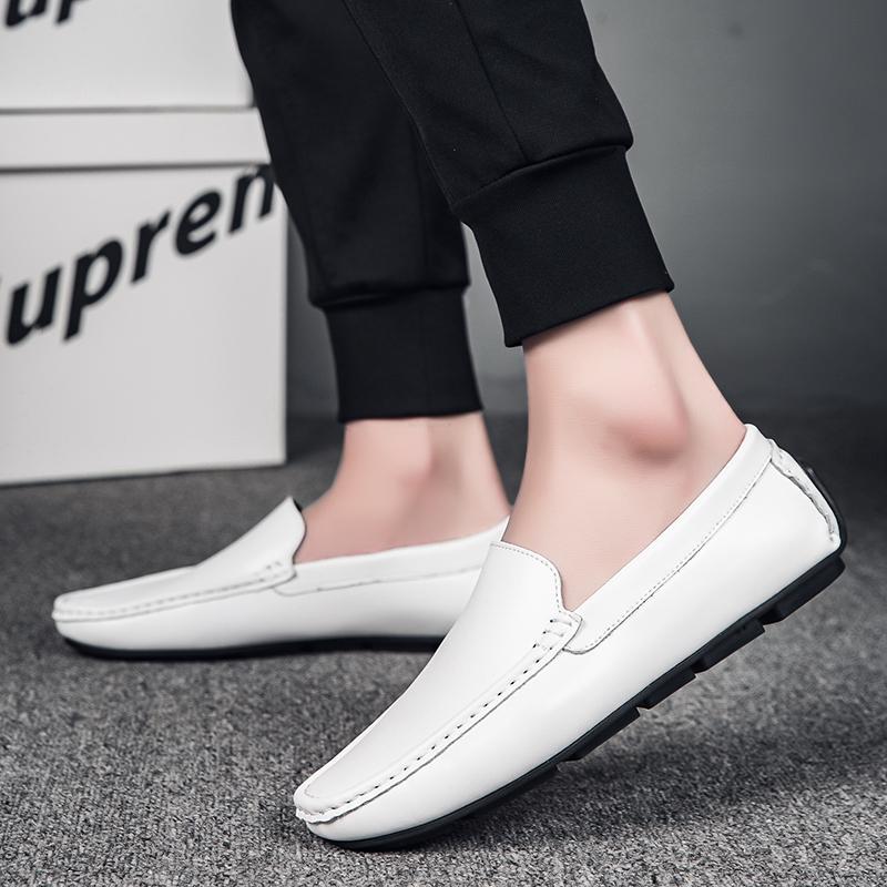 Fashion Men Casual Shoes Italian Loafers Moccasins Slip On Genuine Leather Mens Shoes Flats Breathable Footwear Male Driving Soft Shoes