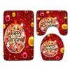 Christmas Shower Curtain Floor Mat Combination Four-Piece Set Bathroom Toilet Carpet Shower Room Mat Foot Mat