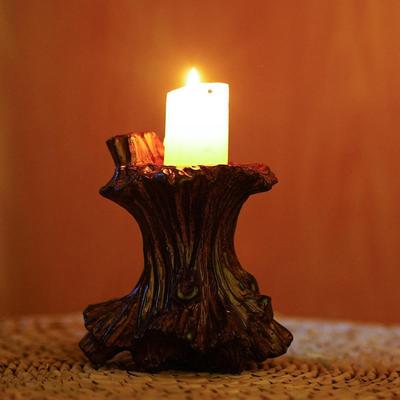 Portavelas Tocón de Árbol, Decoración Tocón de Árbol, Resina, Centro de Mesa Retro Portavelas de Té