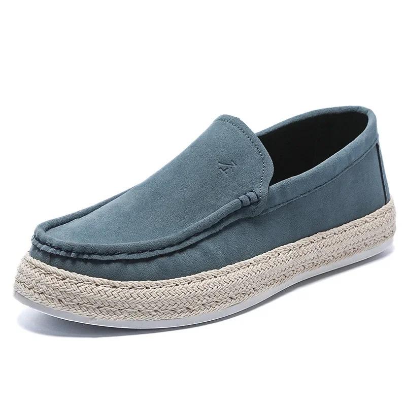 Men Loafers Shoes Summer Shoes Man New Fashion Canvas Footwear Soft Flat Comfy Flock Suede Leather Men Casual Vulcanized Shoes