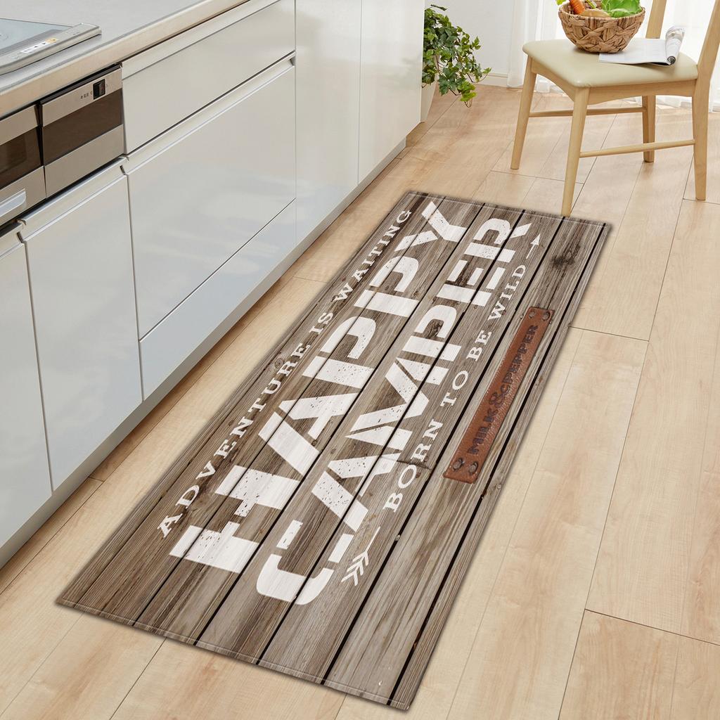 Wood Grain Household Door Mat Kitchen Absorbent Strip Bathroom Non-Slip Floor Mat Living Room Bedroom Carpet