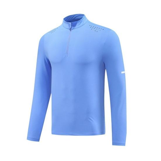 Men Running Shirt Quarter Zipper Athletic Shirt Quick Drying Long Sleeve Pullover Shirt