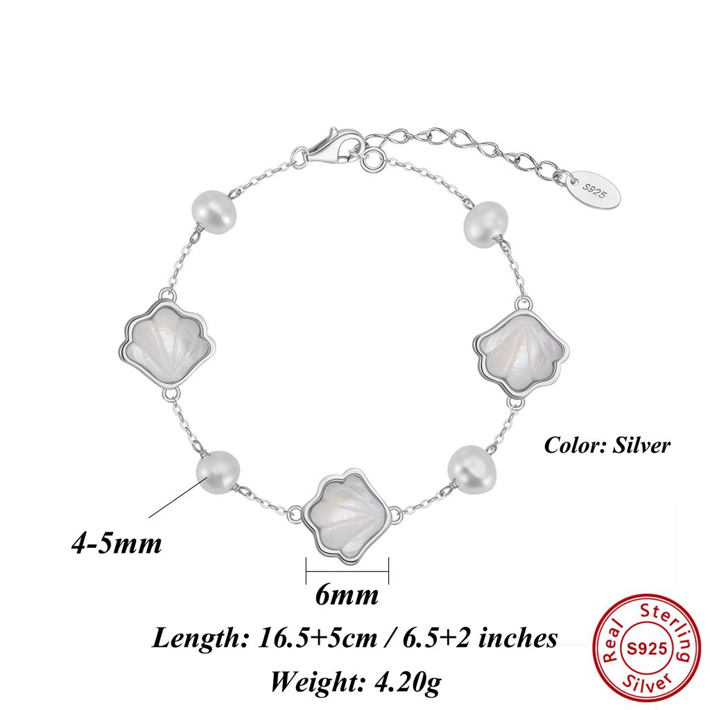 ORSA JEWELS Dainty Conch Shell Bracelet 925 Sterling Silver Ocean-Inspired Beach Jewelry Gift for Women Shell Link Chain GPB41