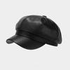 New Unisex PU Leather Beret Retro Korean Style Octagonal Newsboy Artist Cap For Photography Dates And Urban Commuting