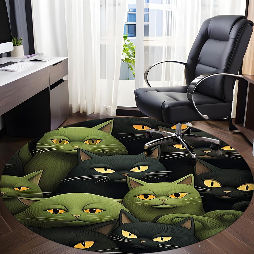 1pc Cat Pattern Office Round Area Rug, Indoor Mat Suitable ForOffice, Under Office Chairs Bedroom Living Room Home Decor, Room Deco,  n74