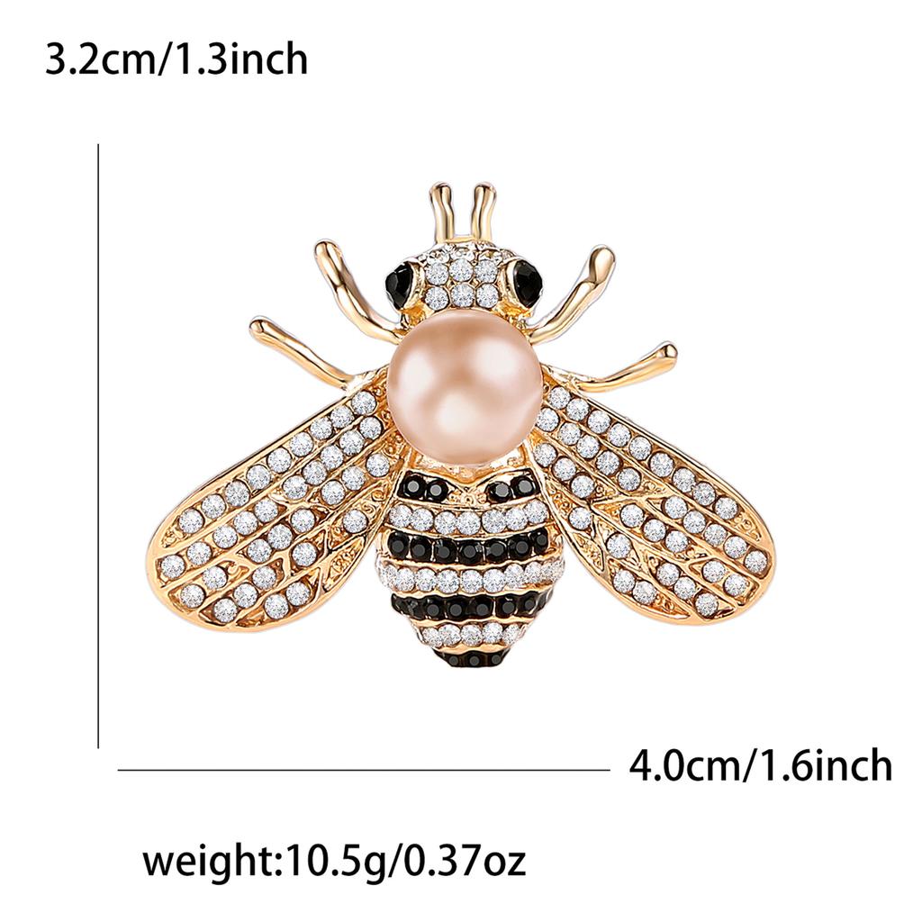 Fashion Alloy Rhinestone Pearl Bee Brooch Cartoon Fashion Ladies Suit Cardigan Corsage Ornament Pin