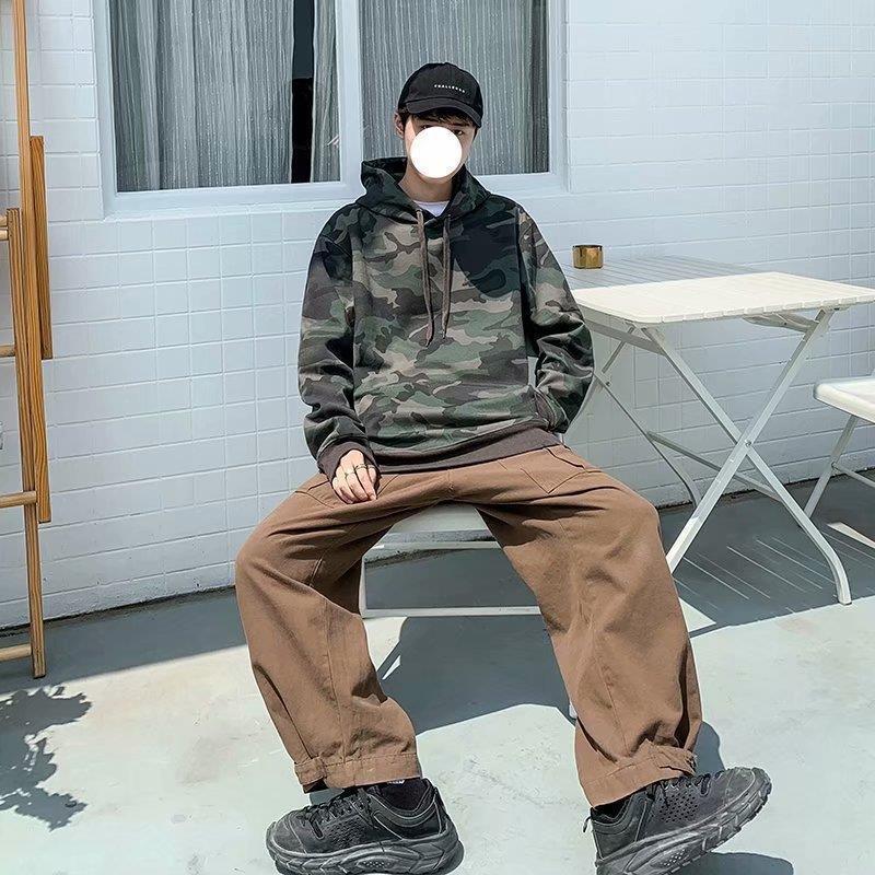 Manfinity Homme Men 1pc Camo Print Kangaroo Pocket Drawstring Hoodie