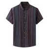 Camisa Casual Solta de Manga Curta Verão Fina Listrada Tamanho Grande Camisa Masculina
