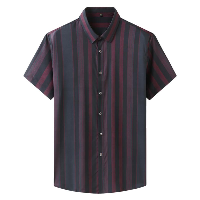 Loose Casual Short Sleeve Shirt Summer Thin Striped Shirt Plus Size Men Shirt