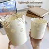 Vanity Table Floral Wastebasket Hollow Flower Patterns Garbage Can Small Desktop Trash Can for Bathroom Office Bedroom Home Decor