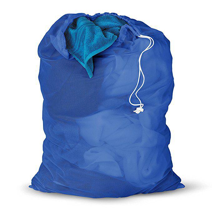 Durable Robin Blue Nylon Laundry Bag With Drawstring Closure Rectangular Shape