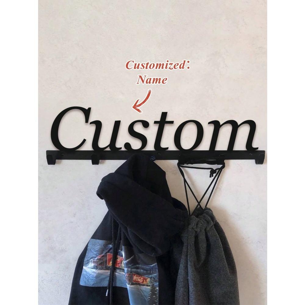 Custom Metal Name Hook Black Wall Mounted Holder Towel Rack Key Hanger Storage Bedroom Entryway Decor