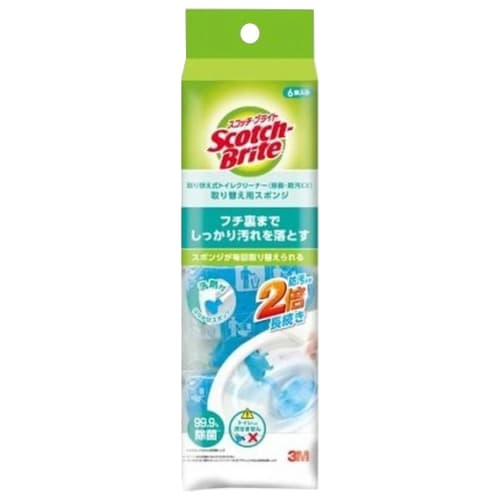 3M Scotch-Brite Refillable Toilet Cleaner, Antibacterial and Stain-Resistant EX, Replacement Sponges (Pack of 6) 7100305693