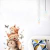 Self-adhesive Cartoon Cute Stacked Cats with Butterfly Wall Window Stickers for Kids Room Living Room Glass Decor