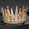 Golden Rhinestone Round Crown Tiara Hair Jewelry Wedding Hair Accessories for Bridal Crown Tiaras  Crystal Rhinestone Crown Gift