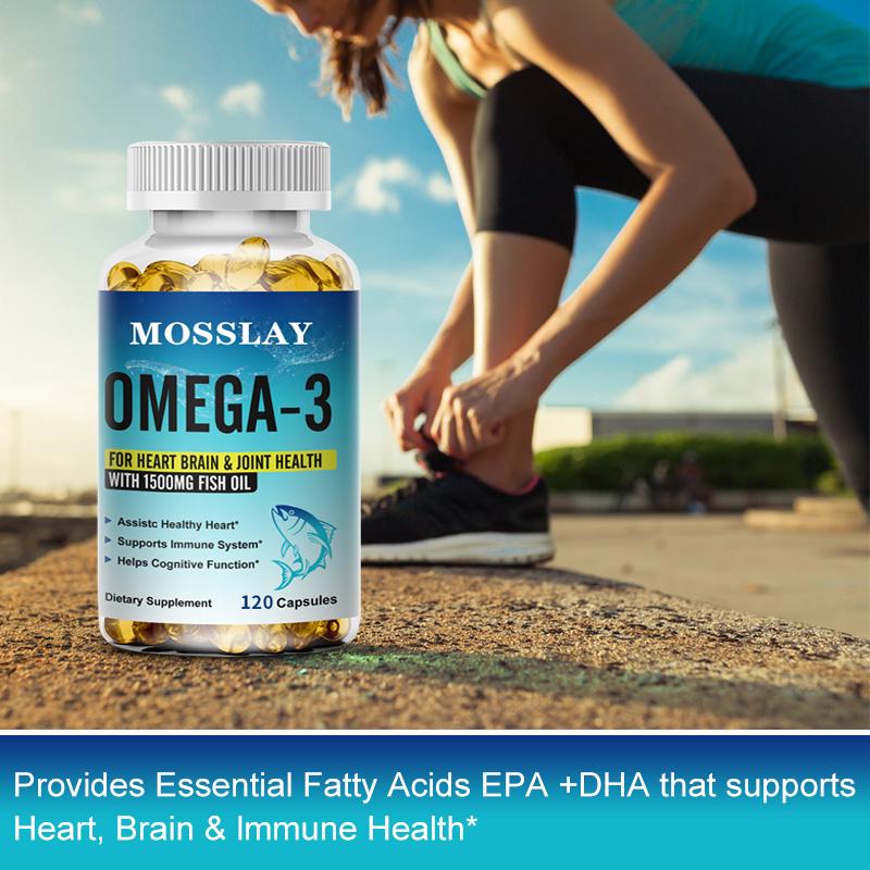 High-concentration Deep-sea Fish Oil Omega-3 Capsules, 1500 Mg Fish Oil Per Serving, Rich In EPA and DHA, Suitable for Adult Use.
