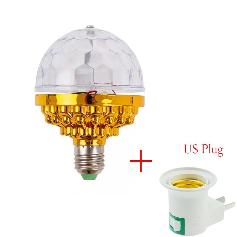 RGB Stage Lights With US EU Plug E27 Rotating Light Bulbs for Party Holiday Decoration AC85-265V Shining Lamp 360° Beam Angle