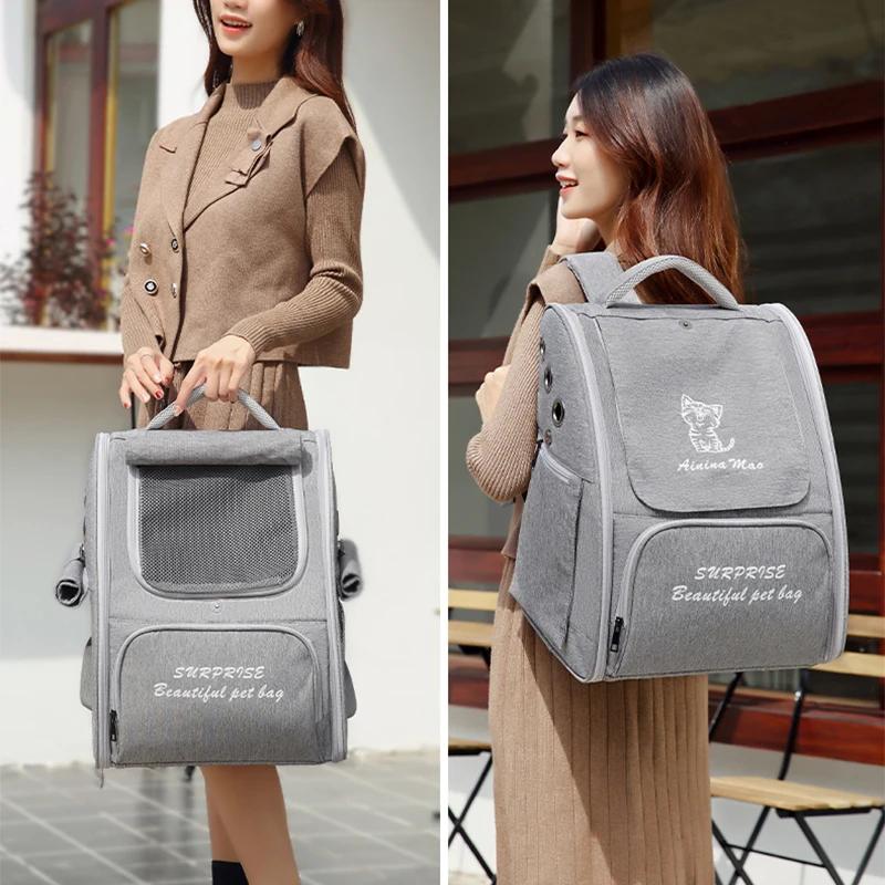 Cat Backpack Pet Carrier Bag Portable Collapsible Breathable Thickened Straps Are Easy To Clean Pet Travel Carrier Backpack