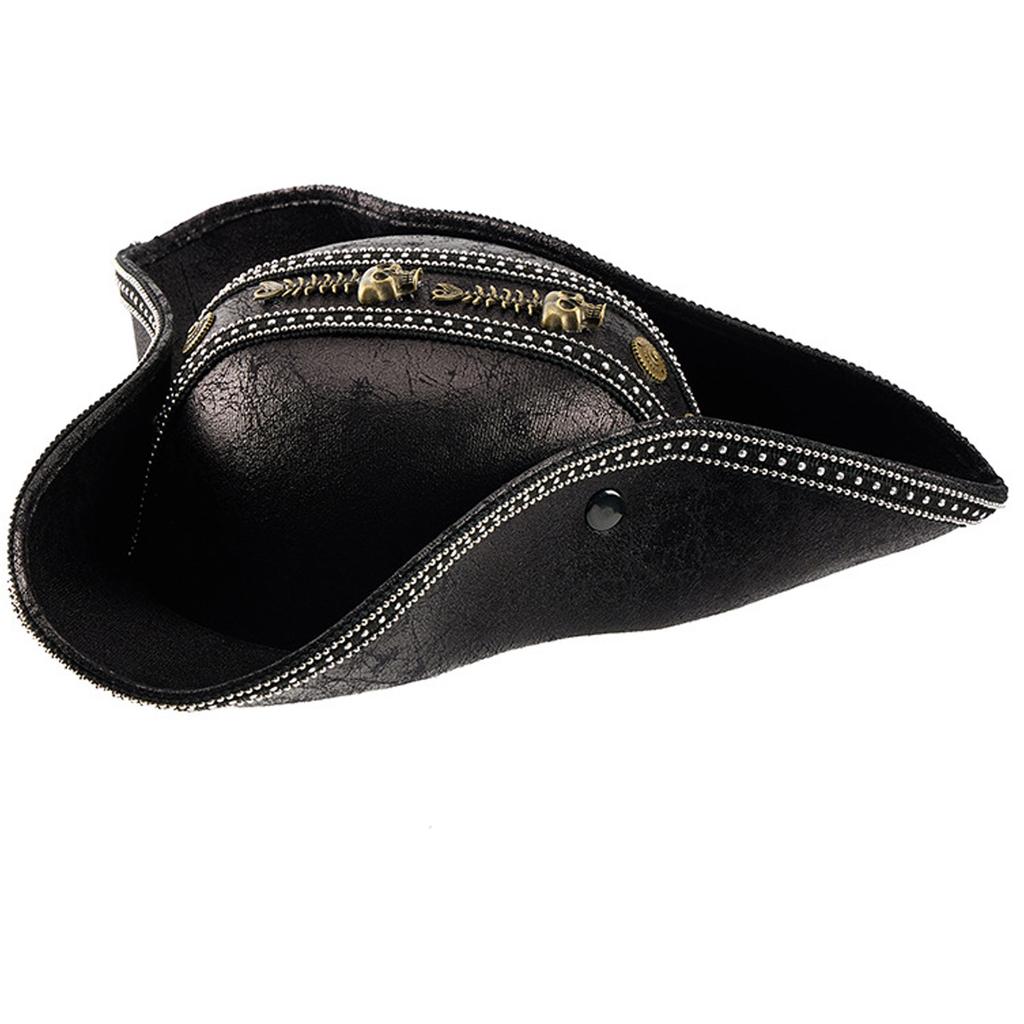 Cappello da Pirata Originale in Ecopelle PU Gotico per Uomini Donne Accessori Costumi di Halloween Per Appassionati di Cosplay