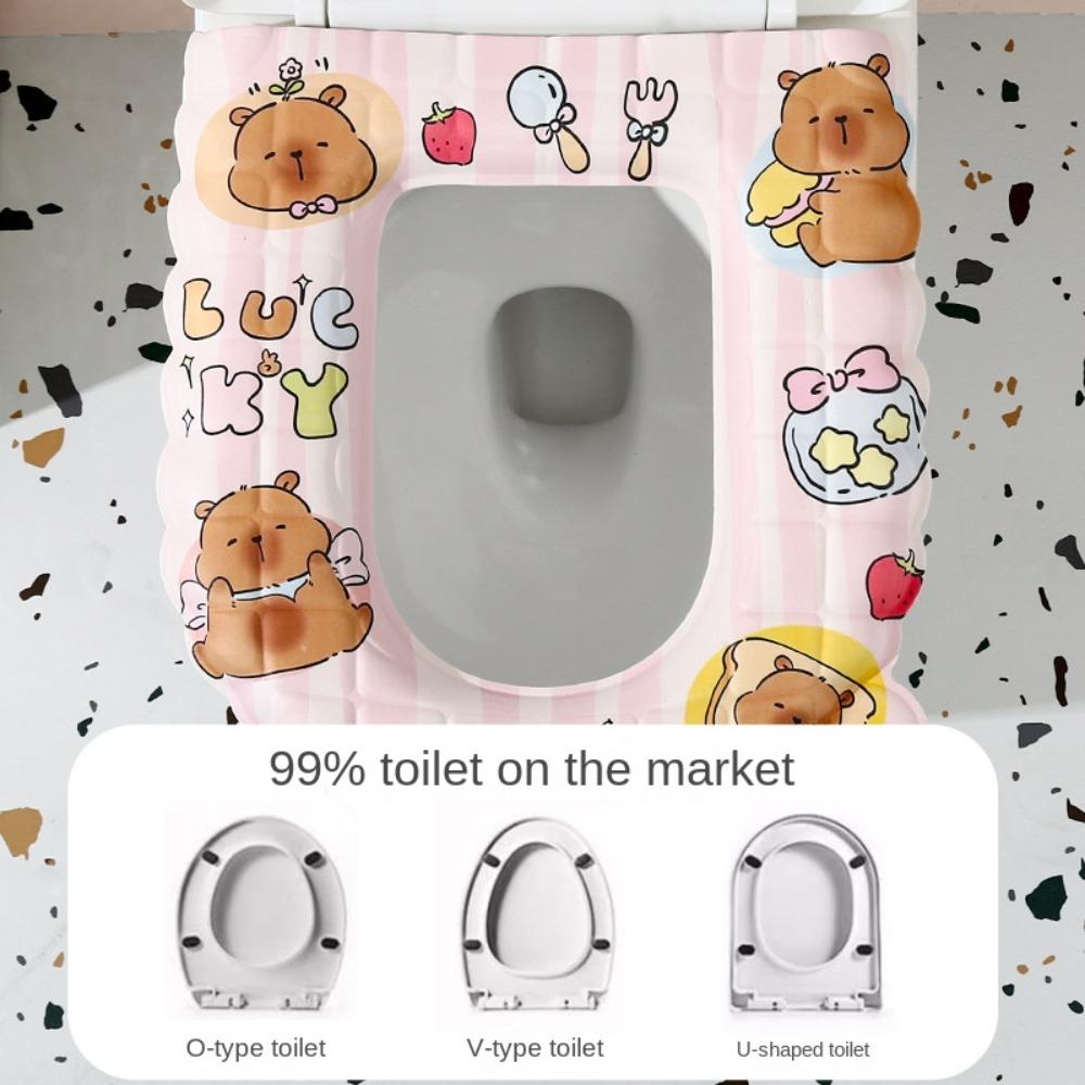 New Capybara Toilet Seat Cover U-Shaped Universal Toilet Lid Cushion Reusable Washable Toilet Pad Mat Toilet Accessories