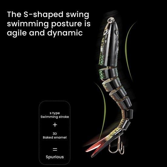 3Pcs Fishing Lures Hard Baits 3D Eyes Realistic Looking Vibrant Color Multi Jointed Slow Sinking Artificial Lure Fish Baits Kit