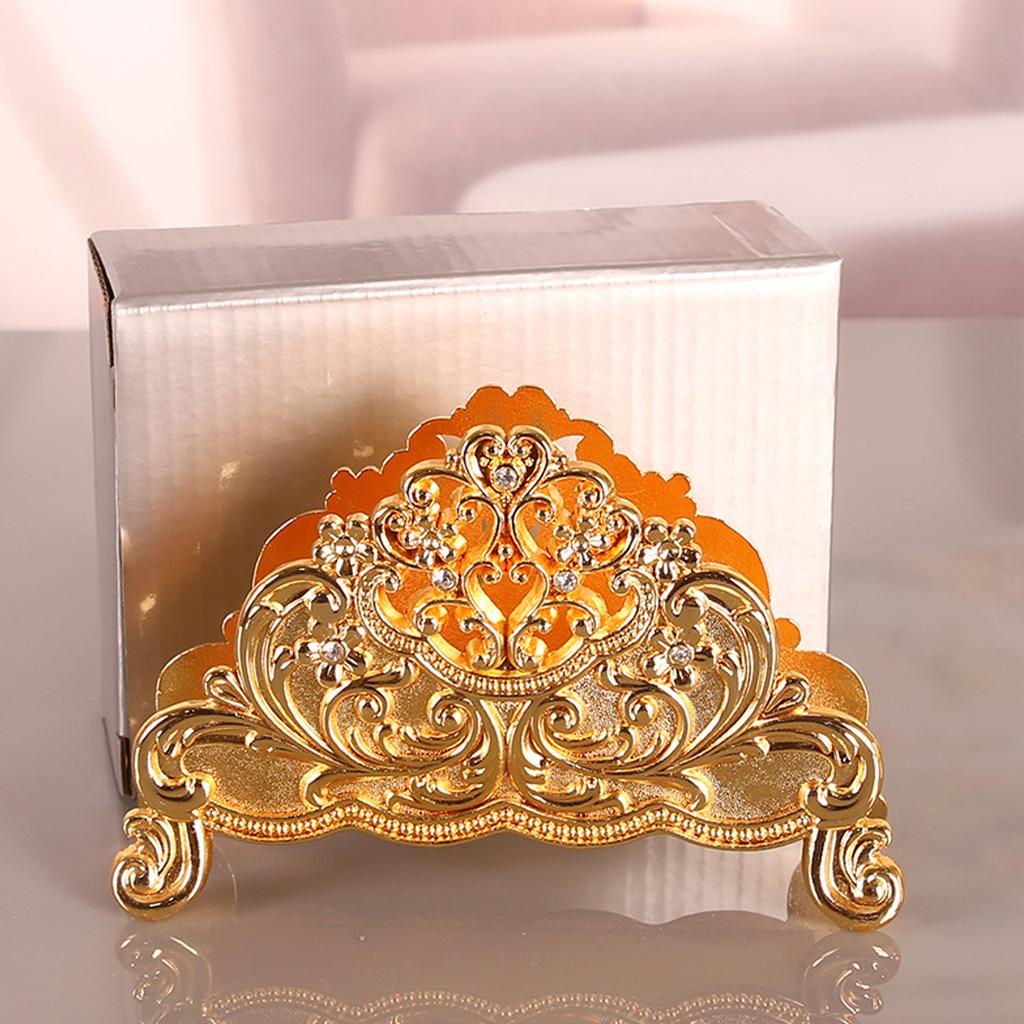 Napkin Holder European Metal Hollow Flower Pattern Paper Tissue Holder Freestanding Paper Napkin Dispenser