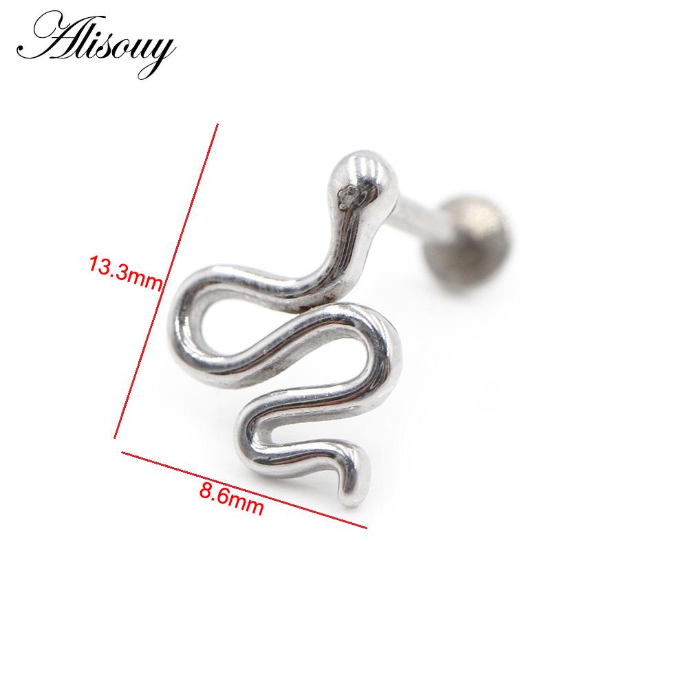Alisouy 1 Stück Edelstahl Stern Mond Kreuz Schlange Totenkopf Tragus Helix Bar Labret Lippenring Knorpel Ohr Ohrring Piercing Schmuck