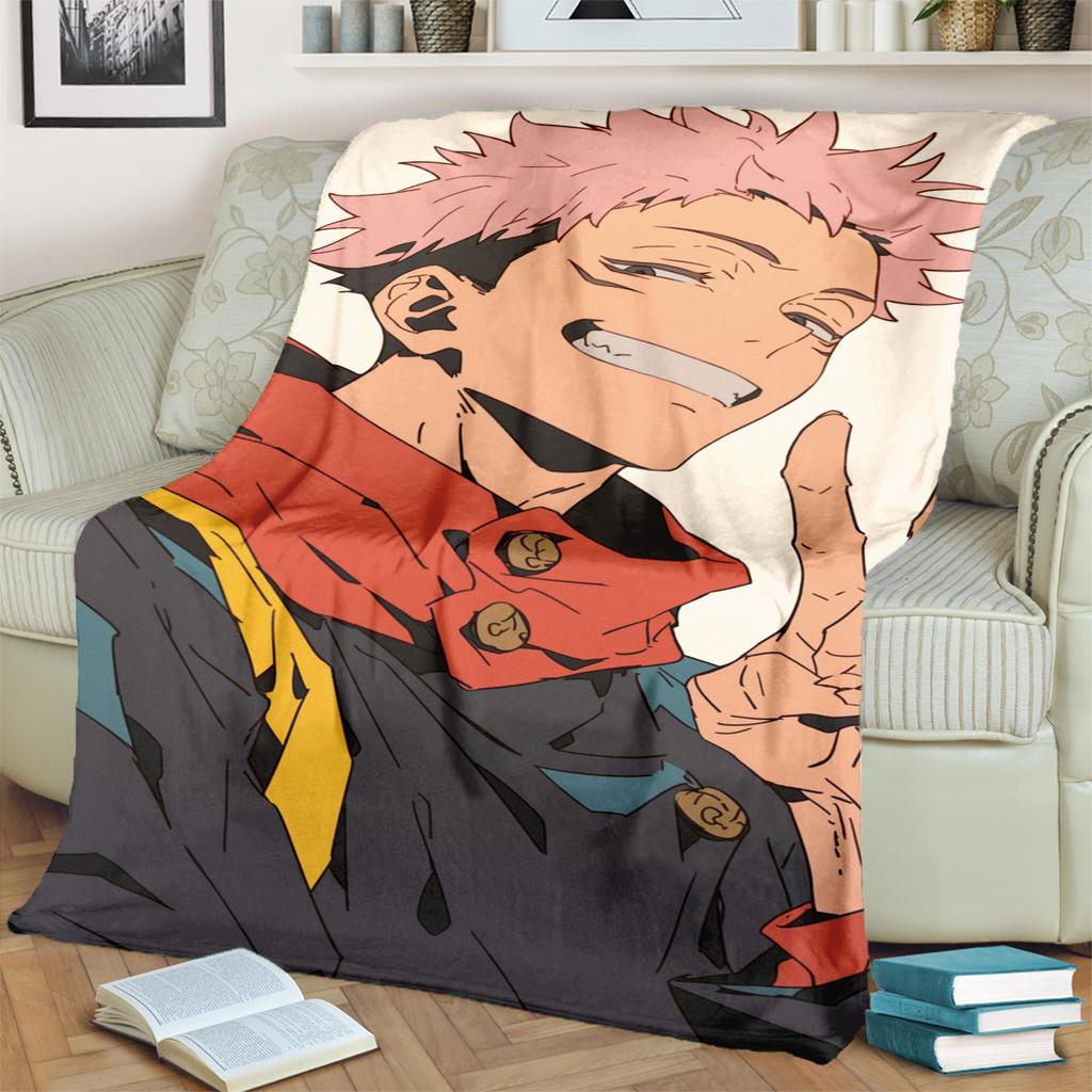 Comfortable Jujutsu Kaisen Flannel Print Blanket for Bedrooms, Sofas, Beds, Chairs, Picnics, Travel