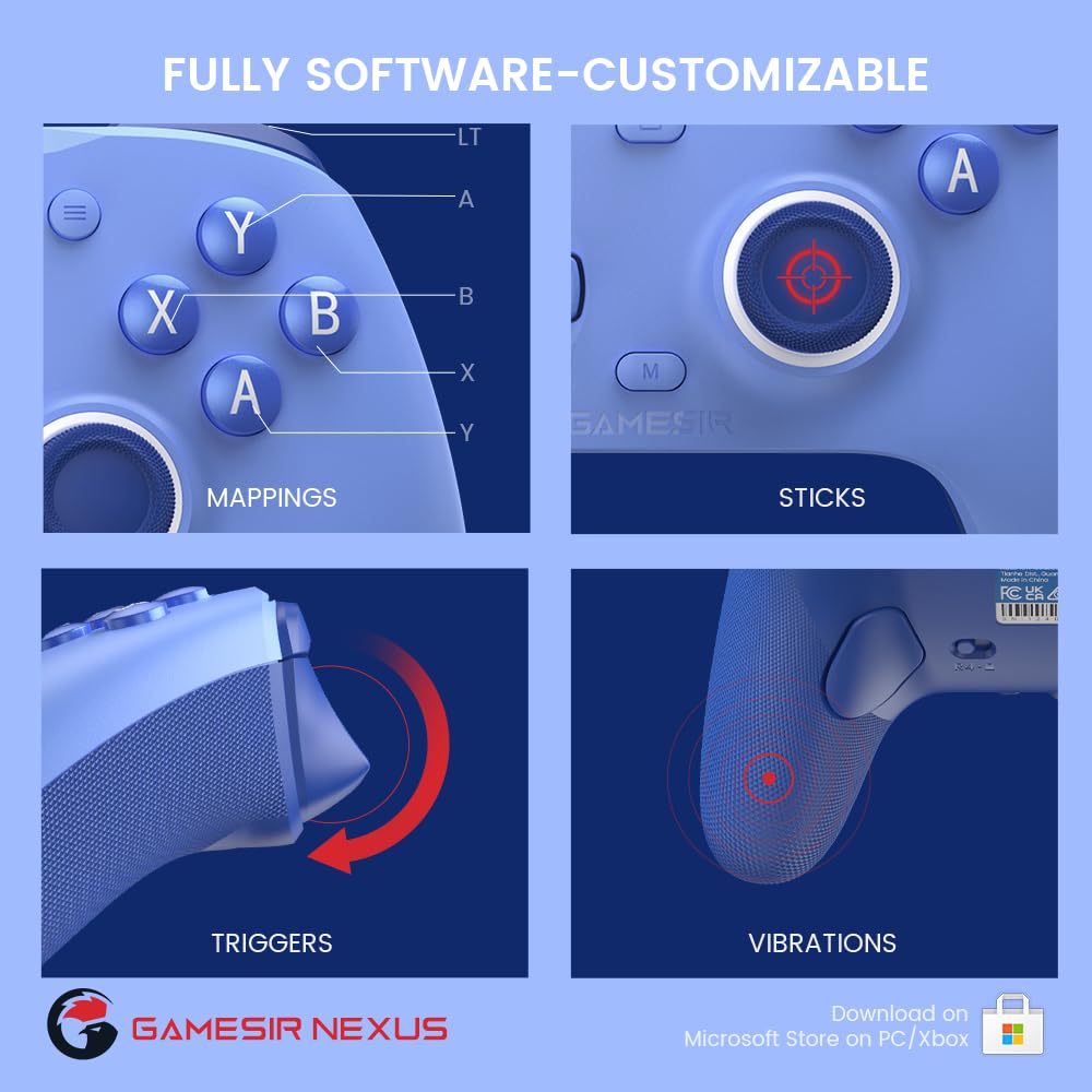 GameSir G7 SE Wired Controller for Xbox One, Xbox Series X|S, and PC, Hall Effect Joystick with 3.5mm Audio Jack (Blue)