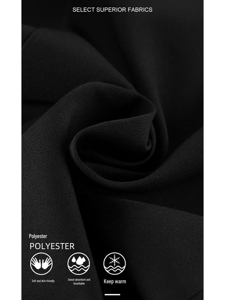 2025 Herbst Damen Elegante Anzugjacke mit schwarzem V-Ausschnitt und Spitzenbesatz