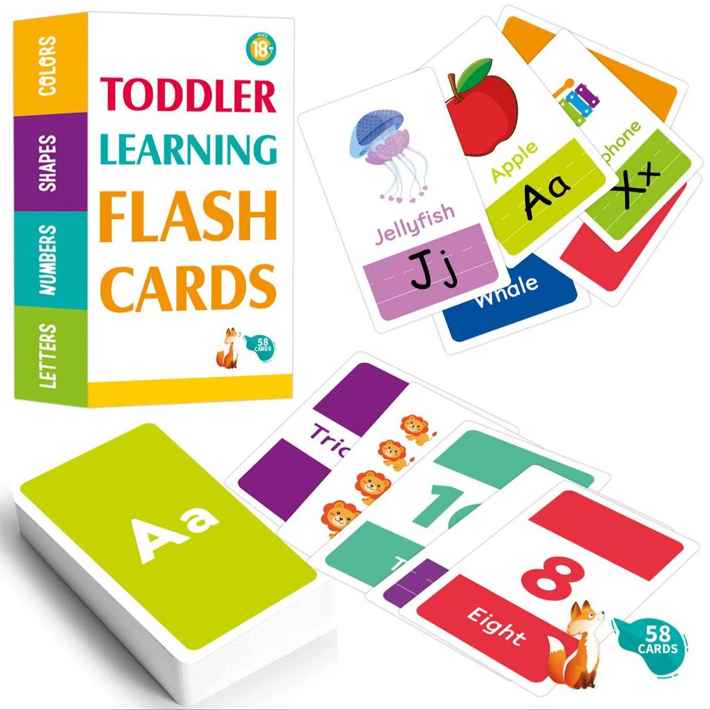 58PCS ABC Alphabet Flashcards Montessori Early Education Toys Baby  Shapes Animals Learning Cards Games Puzzles For Kids Gifts