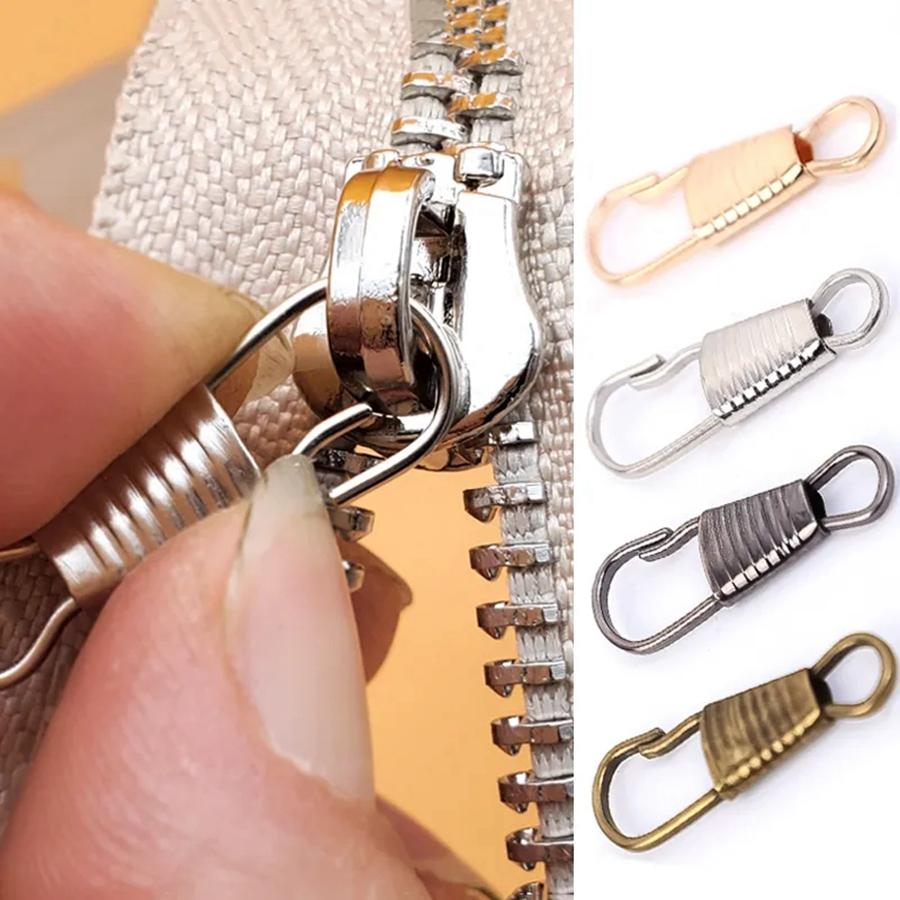 10Pcs Zipper Slider Metal Small Clasp Repair Kit Replacement for Broken Buckles Zippers Puller Head Suitcase Zipper Pull Tab