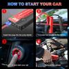 EAFC 2000A/600A  Jump Starter Portable Power Bank 12V Car Battery Booster with Dual USB Ports & LED Flashlight Fast Charging