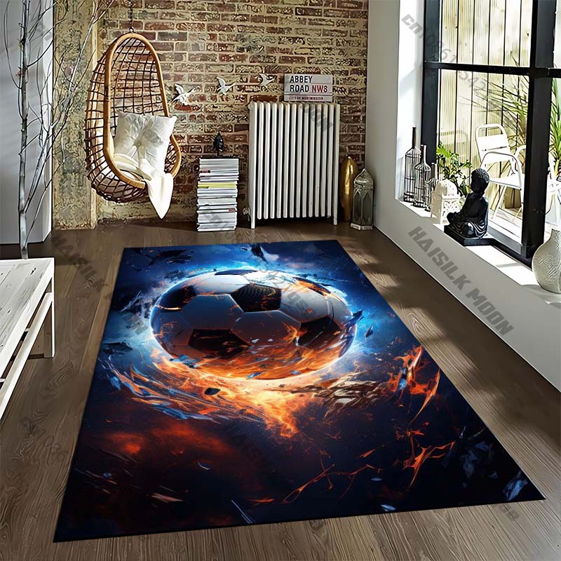 Tappeto da Camera con Motivo Cartone Animato Sport Calcio 15 Misure Tappeto Street Fashion per Camera da Letto Soggiorno Tappetino Antiscivolo Tappeto per Sedia Regalo