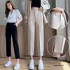 Petite-vriendelijke Dames Abrikoos Cropped Harem Sigarettenbroek: Veelzijdig, Figuurcorrigerend, Splitzoom, Hoge Taille, Soepel vallend voor Lente & Herfst.