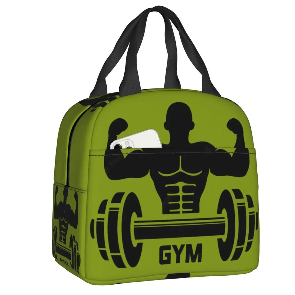 Powerhouse Gym Logo Thermal Insulated Lunch Bag Women Bodybuilding Fitness Portable Lunch Container Travel Storage Food Box
