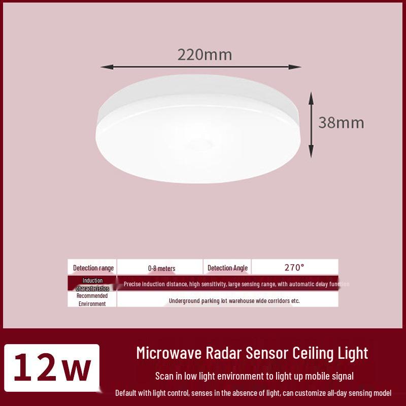 LED Ceiling Light with Motion Detection: Infrared Sensor for Stairwell, Hallway, Garage; Sound and Light Control with Radar Technology.
