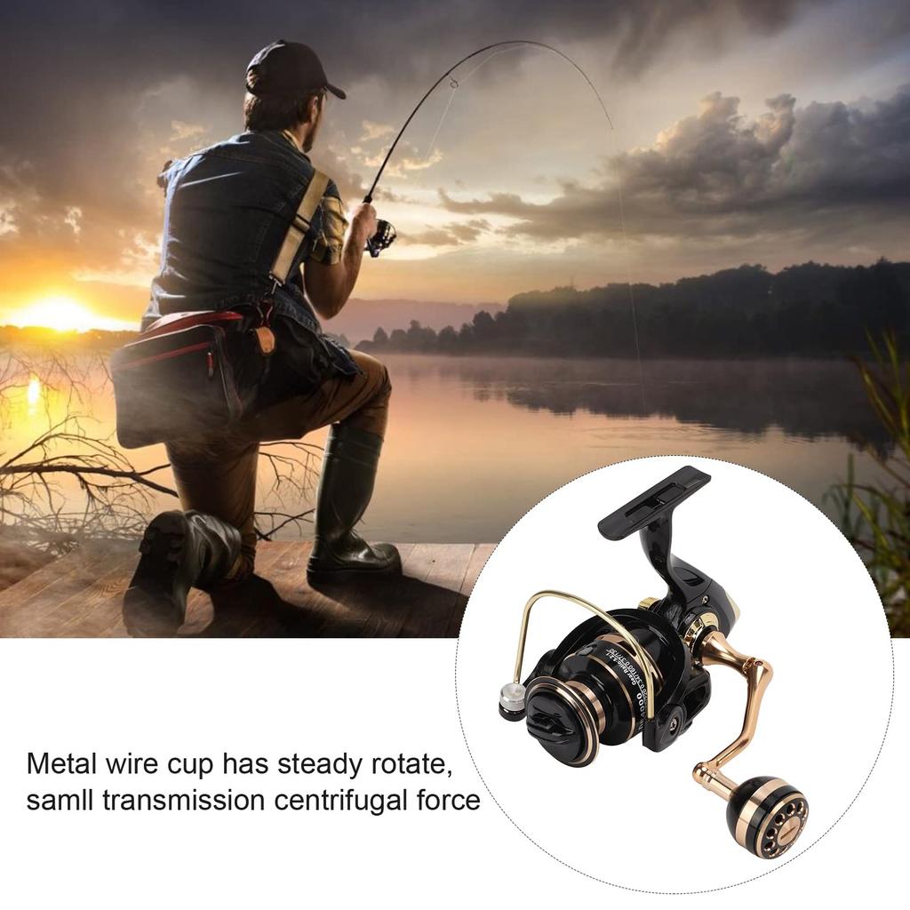 Spinning Fishing Strong Robust and Powerful Metal Rolling for Ice Fishing Reel, 5.21 Ratio, Braking, Wheel, (DF4000)